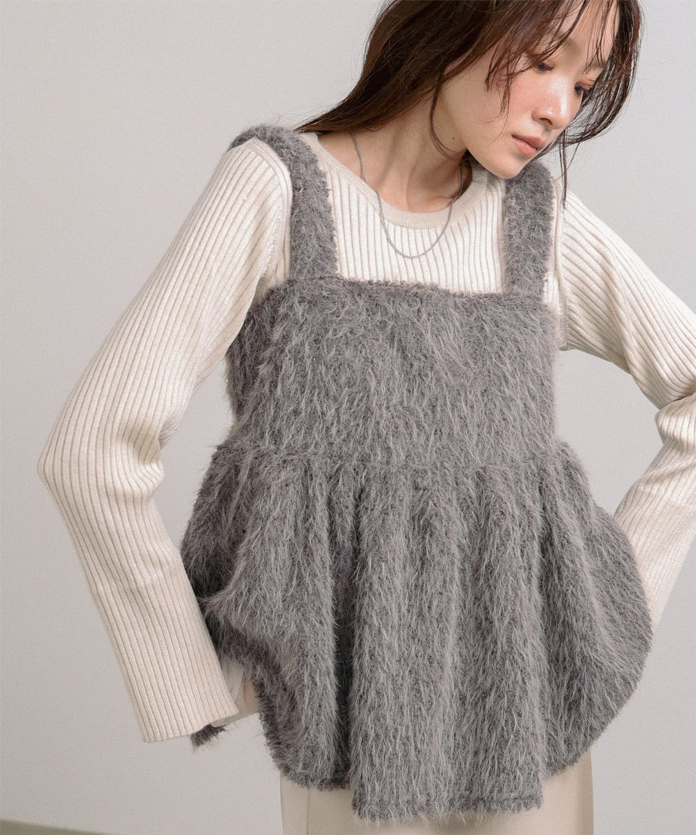 ブークレーシャギー ペプラムキャミソール