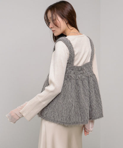 ブークレーシャギー ペプラムキャミソール