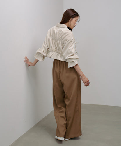 コーデュロイシャーリングリボンショートブラウス