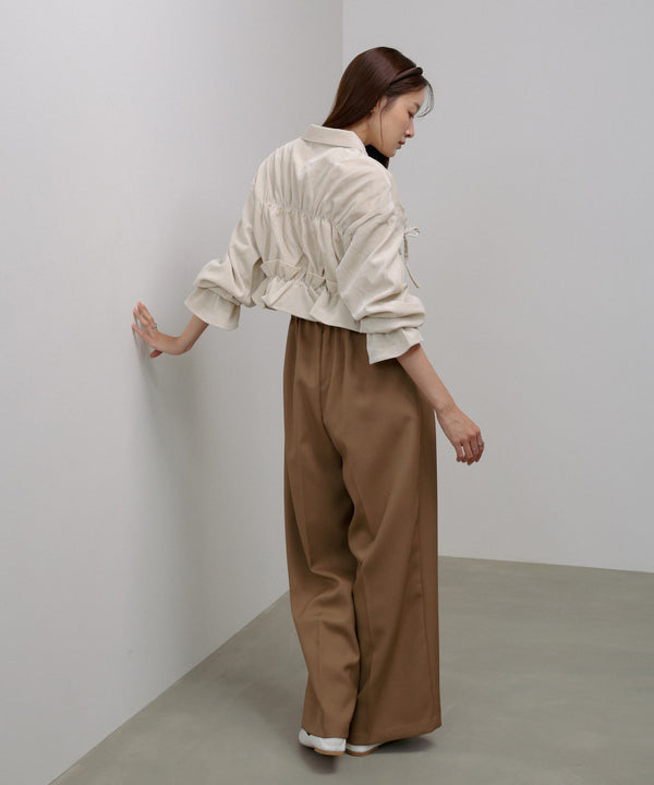 コーデュロイシャーリングリボンショートブラウス