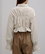 コーデュロイシャーリングリボンショートブラウス