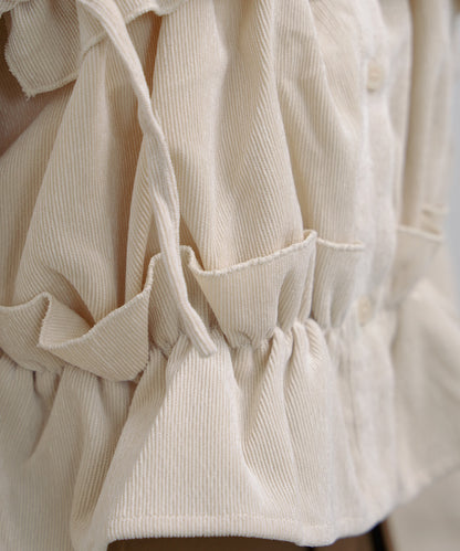 コーデュロイシャーリングリボンショートブラウス