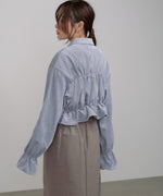 コーデュロイシャーリングリボンショートブラウス