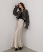 コーデュロイシャーリングリボンショートブラウス