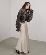 コーデュロイシャーリングリボンショートブラウス