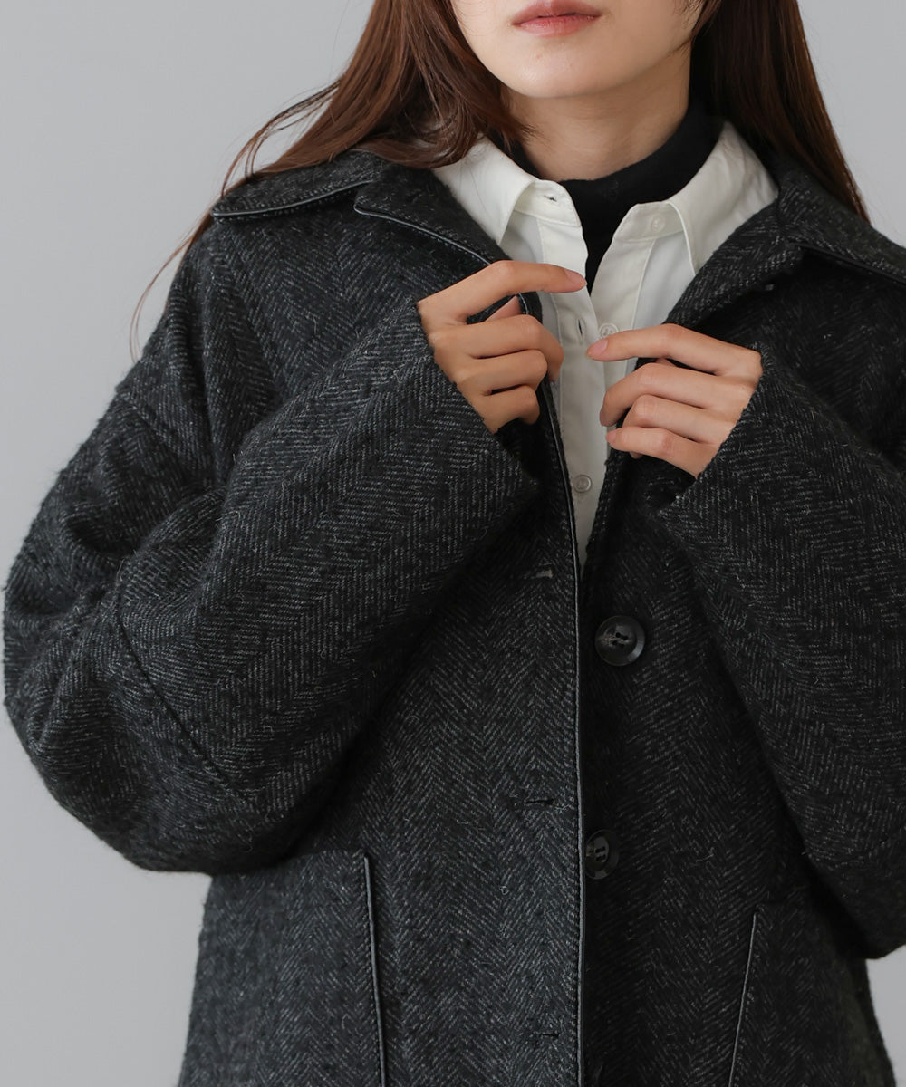 ヘリンボーンツイードカバーオールジャケット