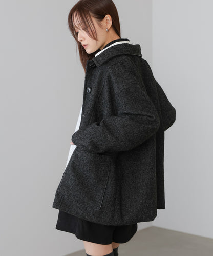 ヘリンボーンツイードカバーオールジャケット