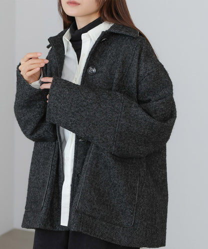 ヘリンボーンツイードカバーオールジャケット