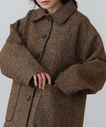 ヘリンボーンツイードカバーオールジャケット