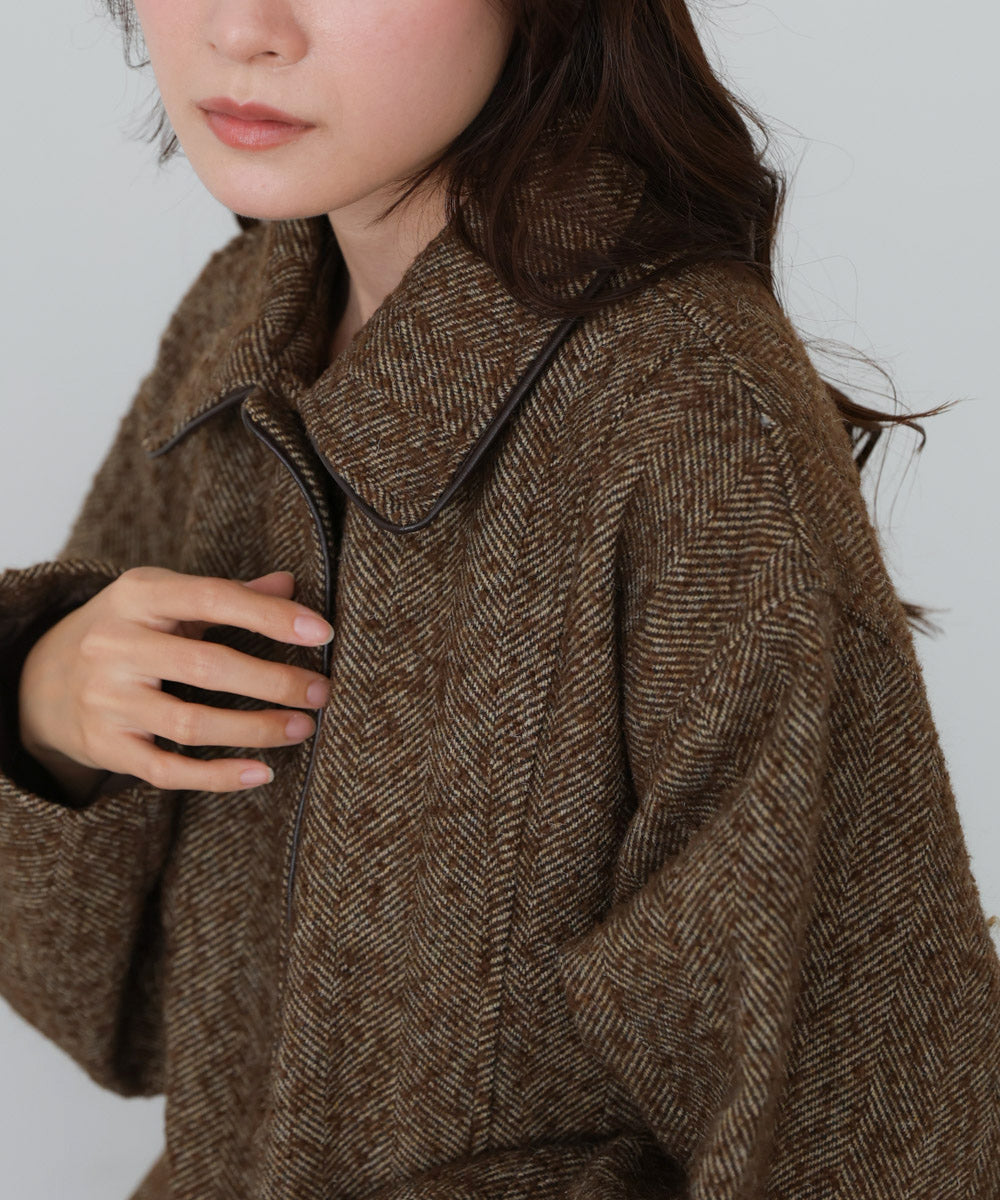 ヘリンボーンツイードカバーオールジャケット