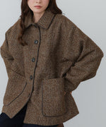 ヘリンボーンツイードカバーオールジャケット