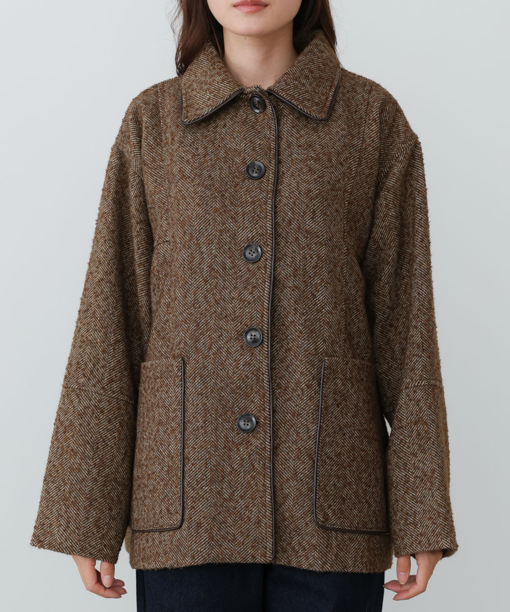 ヘリンボーンツイードカバーオールジャケット