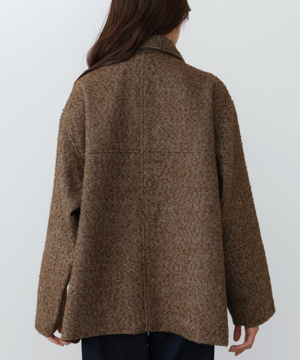 ヘリンボーンツイードカバーオールジャケット