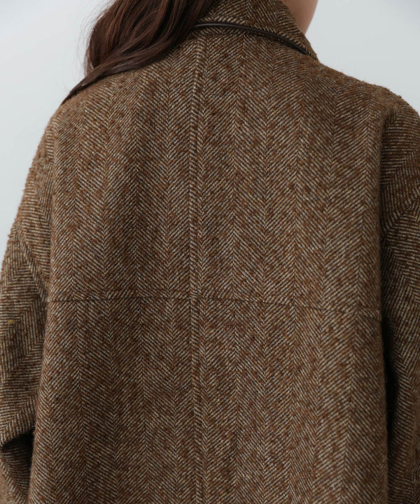 ヘリンボーンツイードカバーオールジャケット