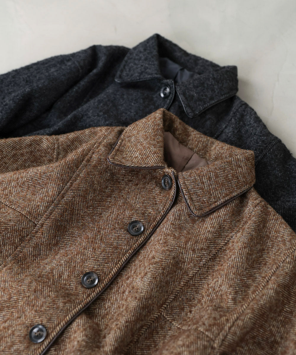 ヘリンボーンツイードカバーオールジャケット