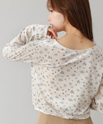 ベロアフラワープリントカーディガントップス