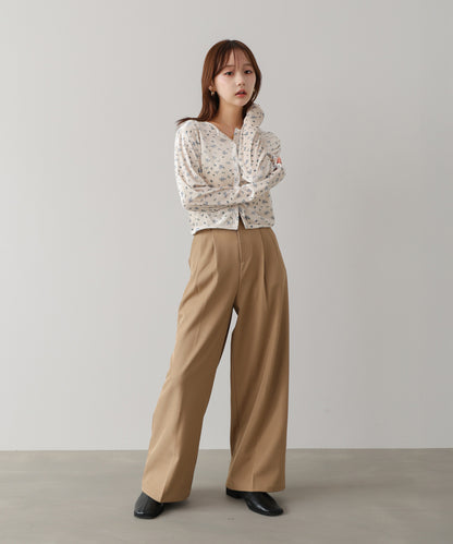 ベロアフラワープリントカーディガントップス