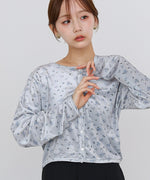 ベロアフラワープリントカーディガントップス