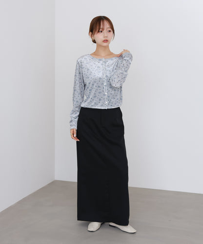 ベロアフラワープリントカーディガントップス