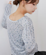 ベロアフラワープリントカーディガントップス