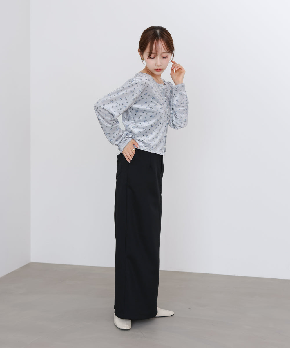 ベロアフラワープリントカーディガントップス