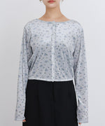 ベロアフラワープリントカーディガントップス