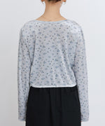 ベロアフラワープリントカーディガントップス