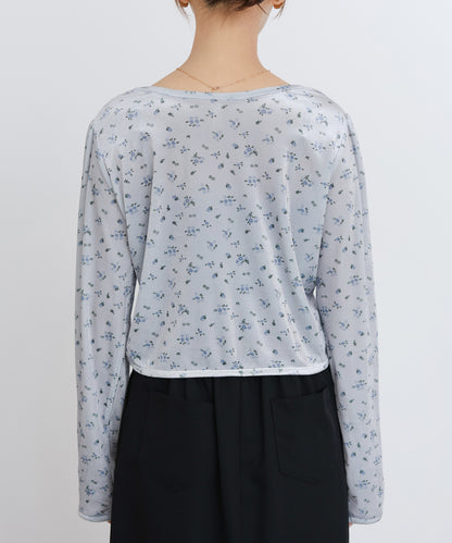 ベロアフラワープリントカーディガントップス