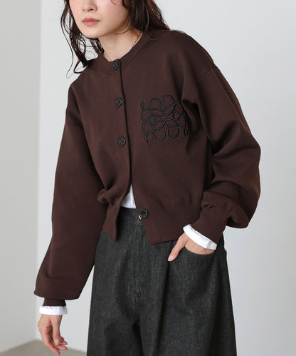 コード刺繍ニットカーディガン