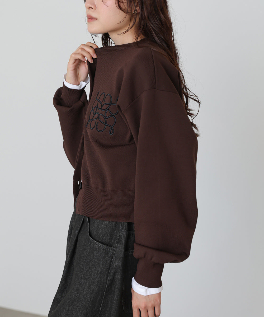 コード刺繍ニットカーディガン