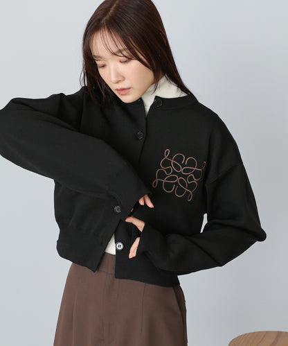 コード刺繍ニットカーディガン