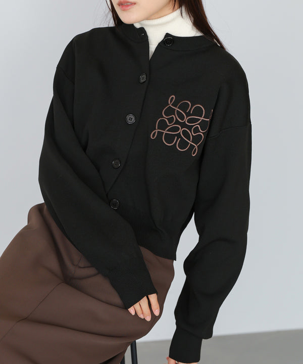 コード刺繍ニットカーディガン