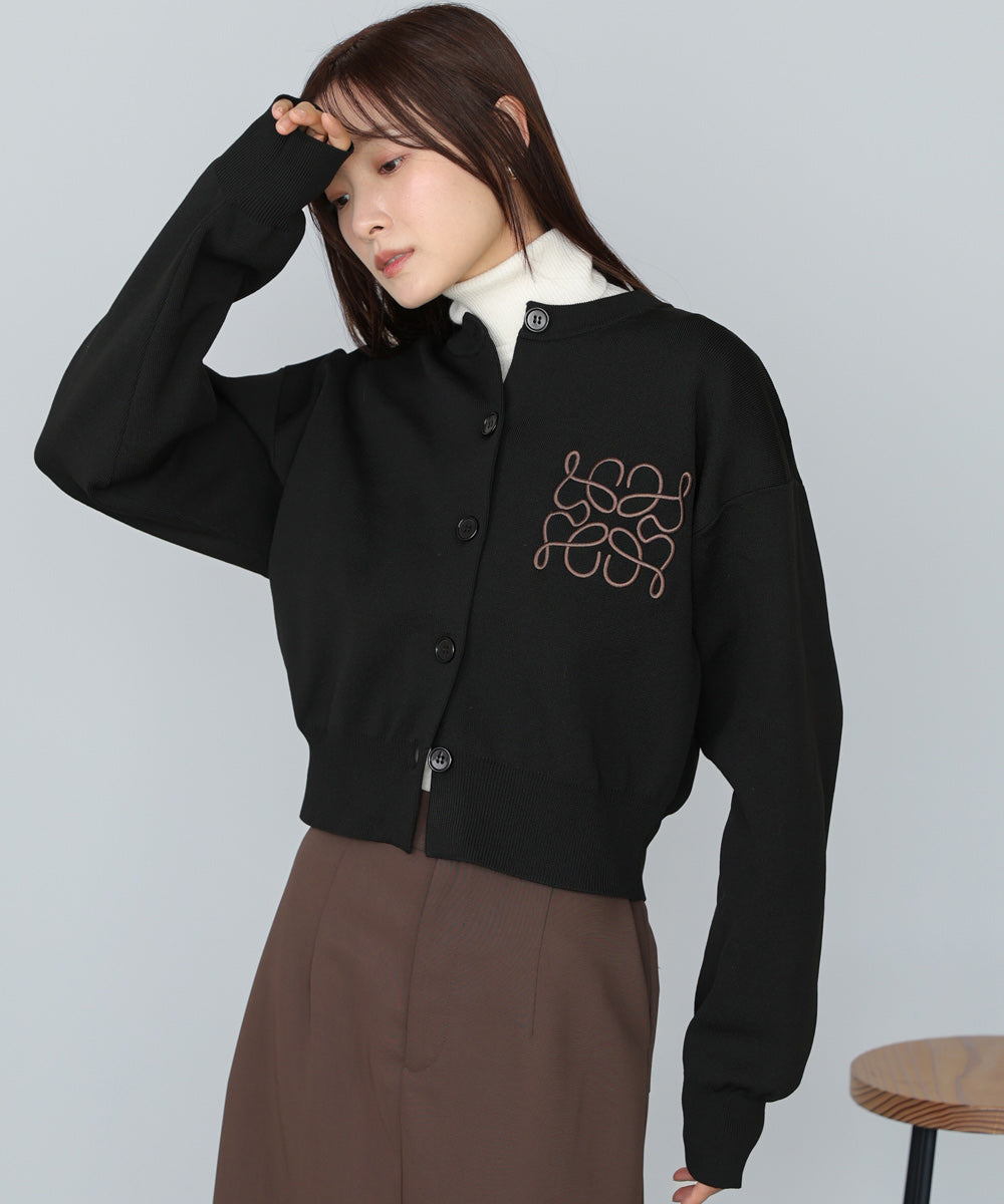 コード刺繍ニットカーディガン