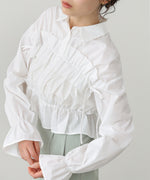 シャーリングリボンショートブラウス