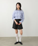 シャーリングリボンショートブラウス