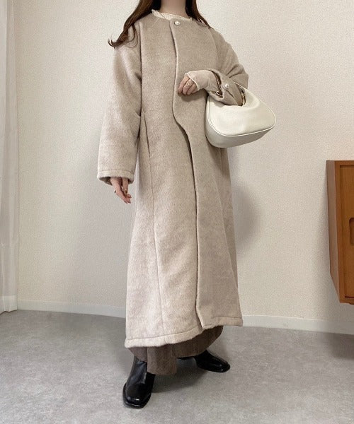 SHAGGY PEARL BUTTON OVER SILHOUETTE COAT