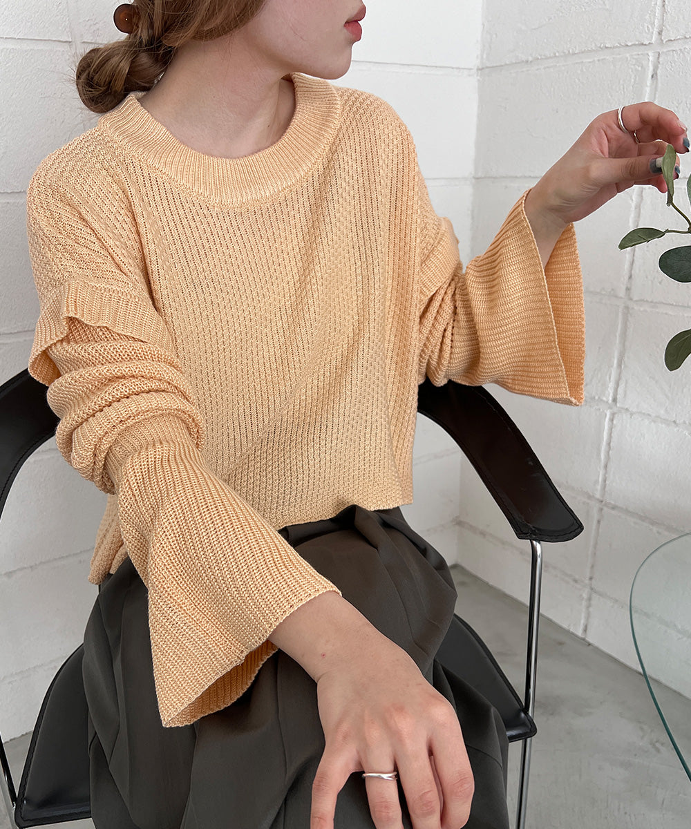 FLARE SLEEVE SHORT KNIT