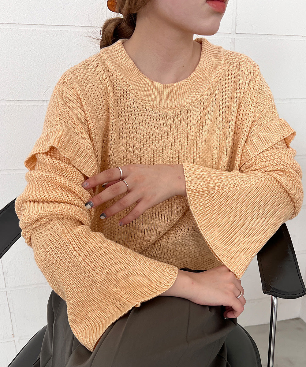 FLARE SLEEVE SHORT KNIT