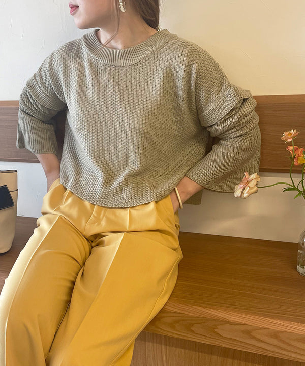 FLARE SLEEVE SHORT KNIT