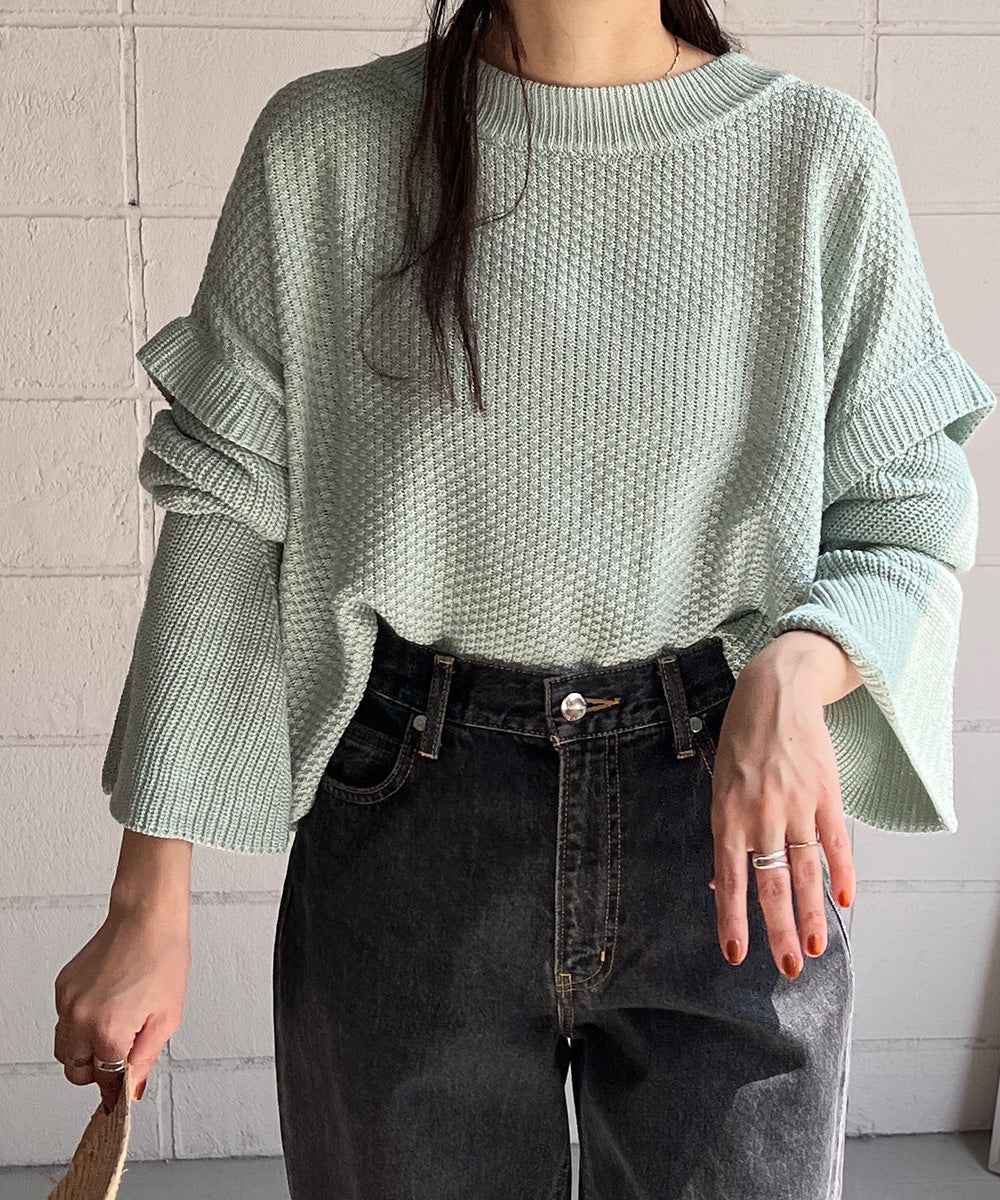 FLARE SLEEVE SHORT KNIT