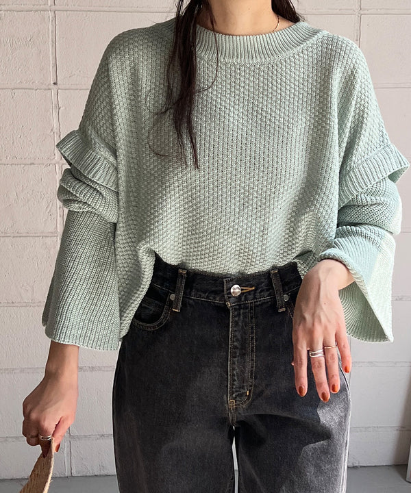 FLARE SLEEVE SHORT KNIT