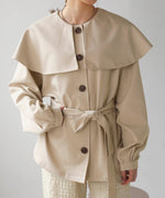 BIG COLLAR RUFFLED SHORT COAT