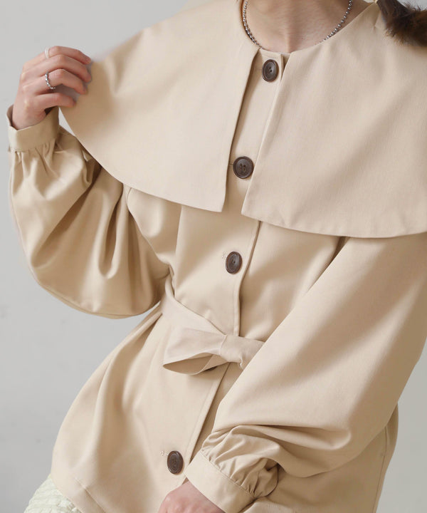 BIG COLLAR RUFFLED SHORT COAT