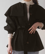 BIG COLLAR RUFFLED SHORT COAT
