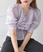PUFF SLEEVE RUCHED BLOUSE