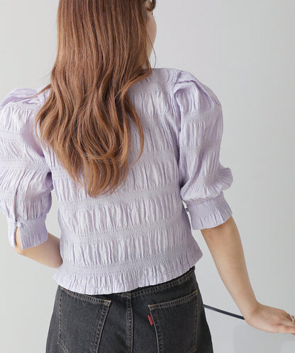 PUFF SLEEVE RUCHED BLOUSE