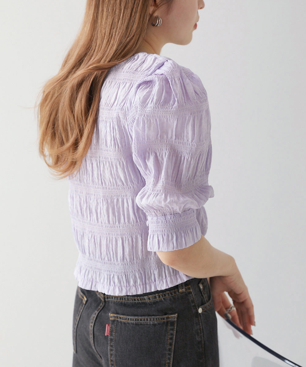 PUFF SLEEVE RUCHED BLOUSE