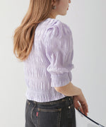 PUFF SLEEVE RUCHED BLOUSE
