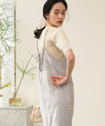 シアー使い５分袖リブニットトップス