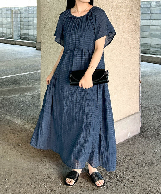 前後2WAYシアーラメティアードワンピース
